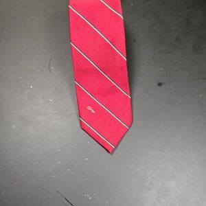 Allyn St George Mens Necktie Red Navy White‎ Diagonal Stripe Silk Blend Business